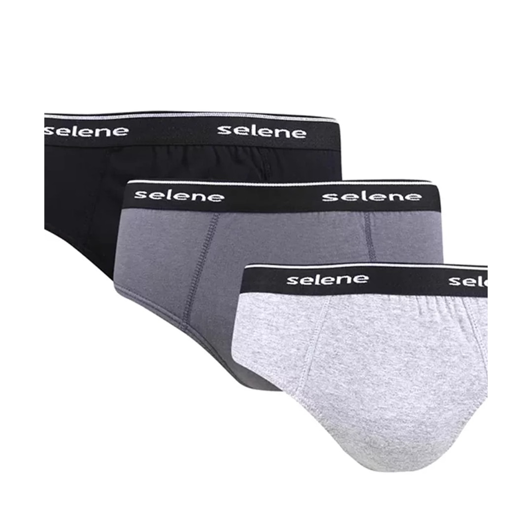 Kit Selene Cueca Slip 3 Peças 11900 Branco/Mescla/Preto Kit Selene Cueca Slip 3 Peças 11900 Branco/Mescla/Preto