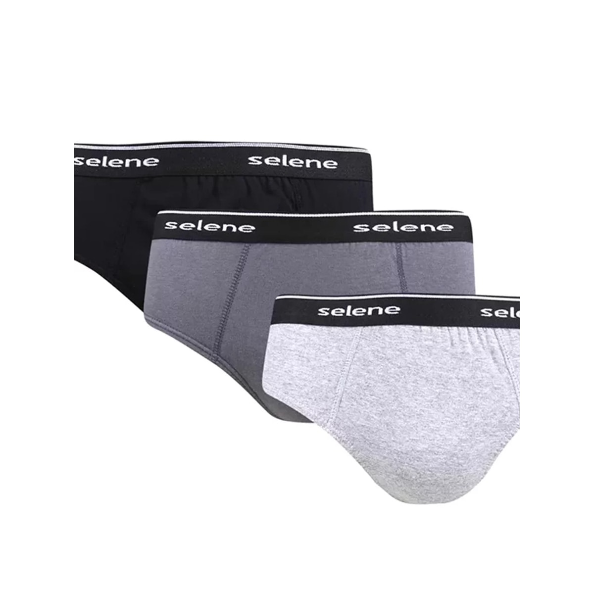 Kit Selene Cueca Slip 3 Peças 11900 Branco/Mescla/Preto