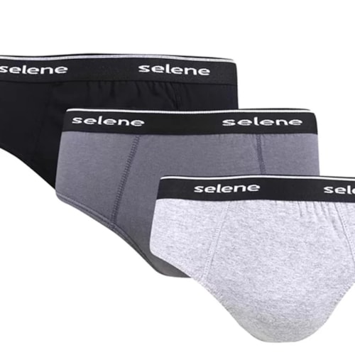 Detalhe - Kit Selene Cueca Slip 3 Peças 11900 Branco/Mescla/Preto