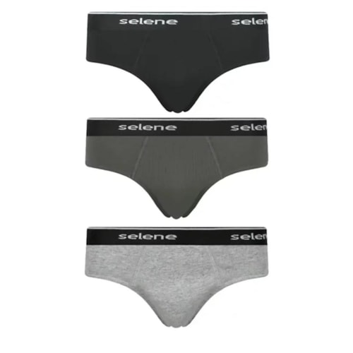 Kit Selene Cueca Slip 3 Peças 11900 Chumbo/Mescla/Preto