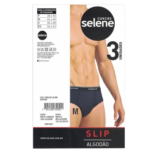 Detalhe - Kit Selene Cueca Slip 3 Peças 11900 Preto/Chumbo/Cinza