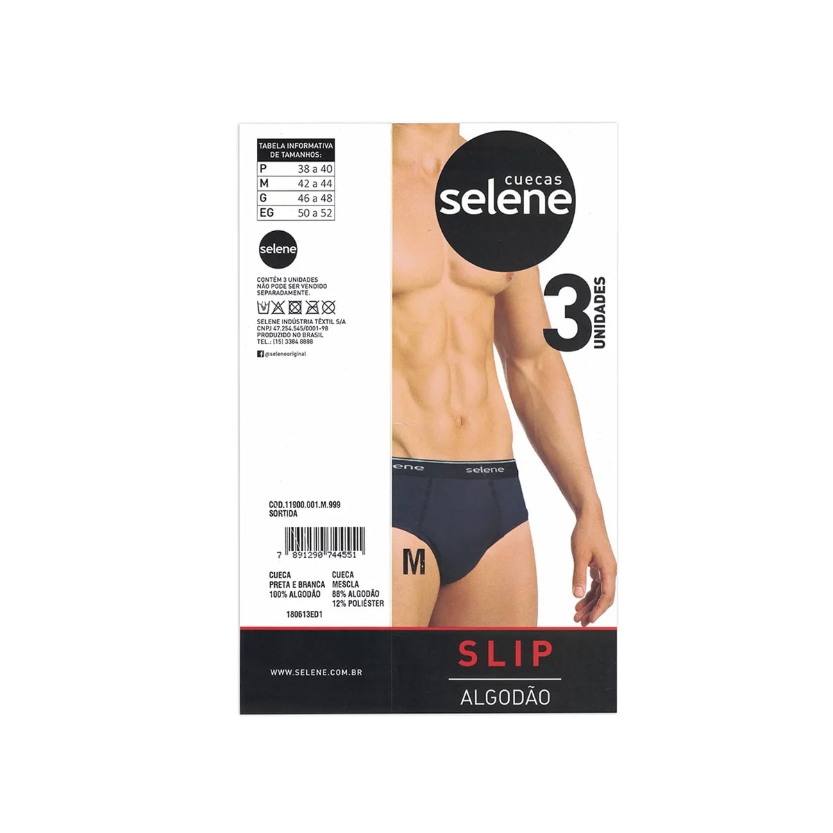 Kit Selene Cueca Slip 3 Peças 11900 Preto/Chumbo/Cinza