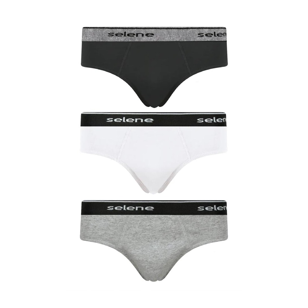 Kit Selene Cueca Slip 3 Peças 11900 Preto/Cinza/Branco Kit Selene Cueca Slip 3 Peças 11900 Preto/Cinza/Branco