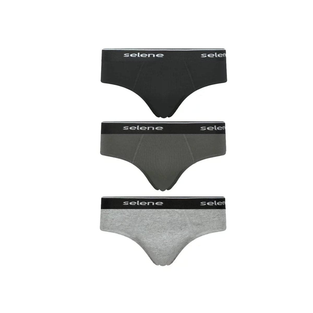 Kit Selene Cueca Slip 3 Peças 11900 Preto/Cinza/Branco Kit Selene Cueca Slip 3 Peças 11900 Preto/Cinza/Branco