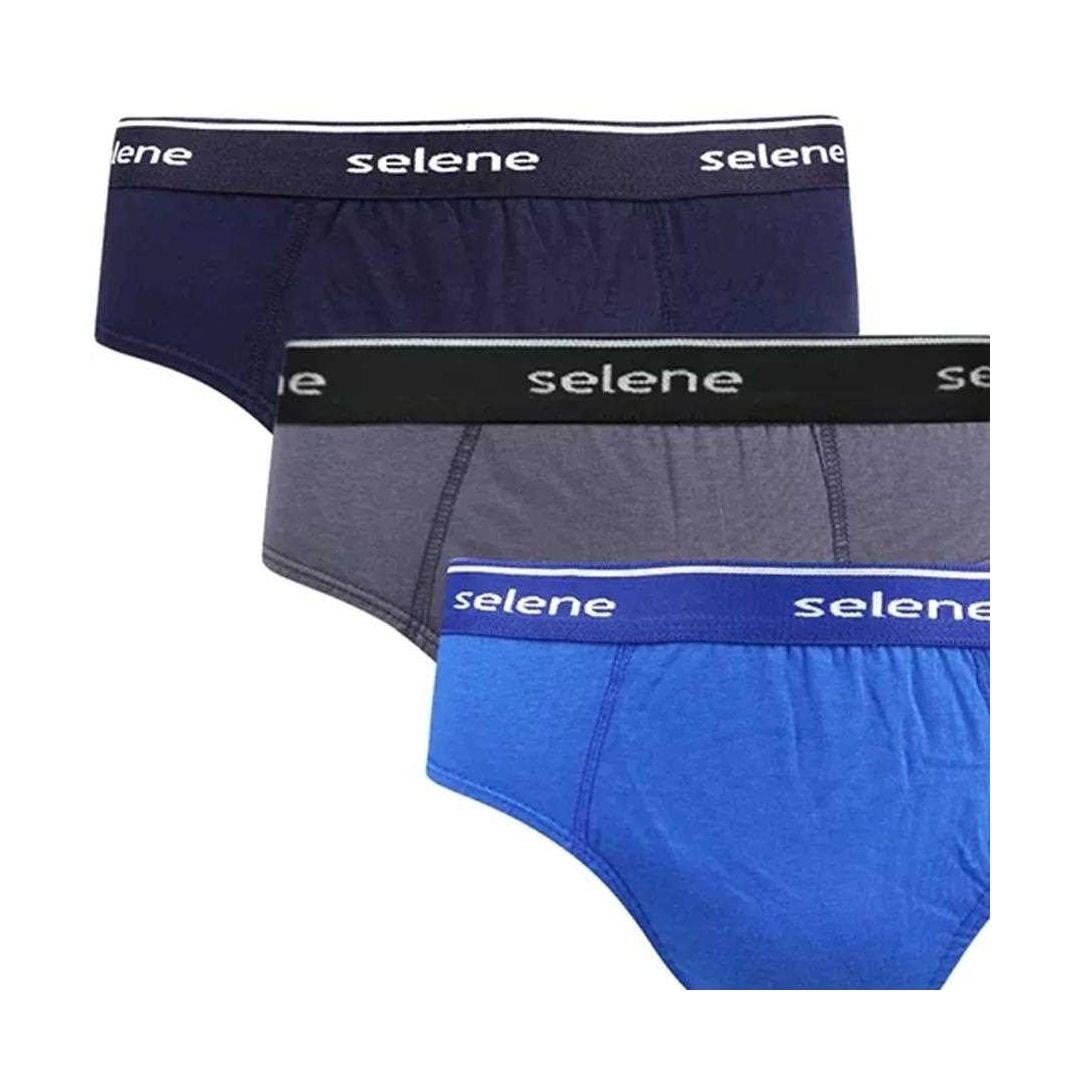 Kit Selene Cueca Slip 3 Peças 11900 Preto/Royal/Chumbo