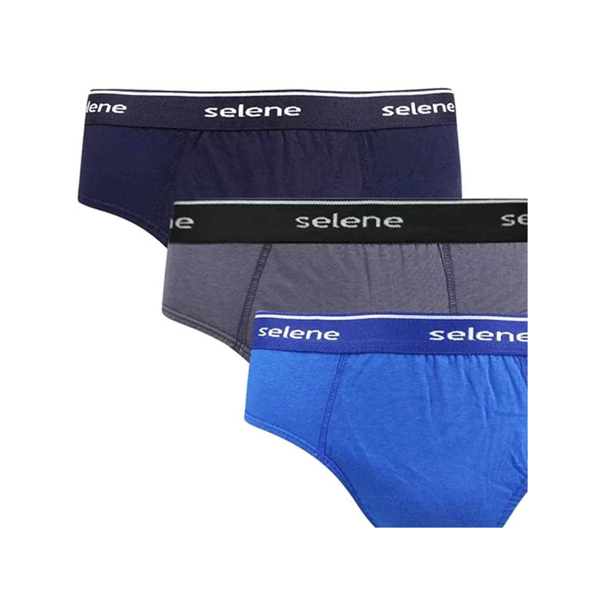 Kit Selene Cueca Slip 3 Peças 11900 Preto/Royal/Chumbo