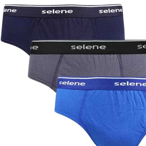 Detalhe - Kit Selene Cueca Slip 3 Peças 11900 Preto/Royal/Chumbo