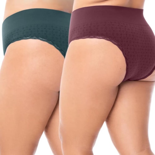 Detalhe - Kit Zee Rucci 2 Calcinhas Zr0203-064 Marsala/VerdeEsmeralda