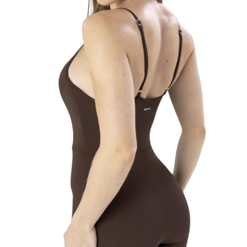 Detalhe - Macaquinho Selene Fitness Com Bojo 24705 Cafe