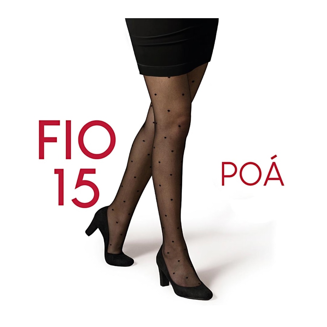 Meia-Calça Selene Fio 15 Poá 9920 Preto