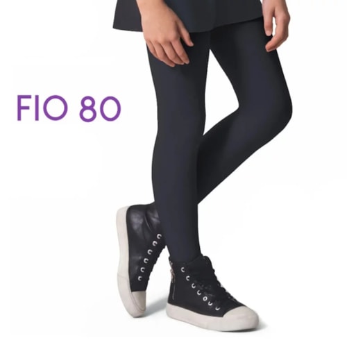 Meia Calca Selene Infantil Fio 80 72% Algodao 9555 Preto