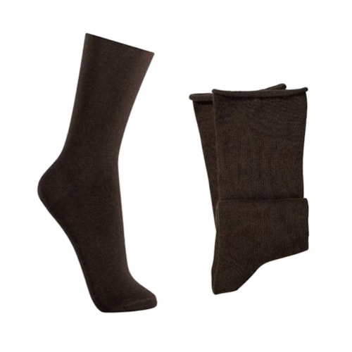 Detalhe - Meia Lupo Masculina S/ Punho 82% Algodao 1275 Cafe