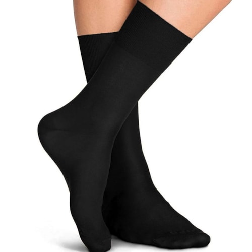 Detalhe - Meia Lupo Social 100%Poliamida Classica 1100 Preto