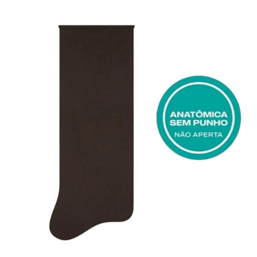 Detalhe - Meia Masculina Sem Punho 72% Algodao 8025 Cafe