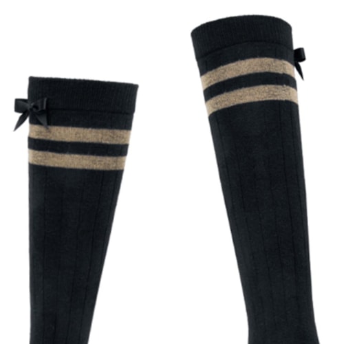 Detalhe - Meia Selene Avulsa 3/4 Menina 2150 Preto