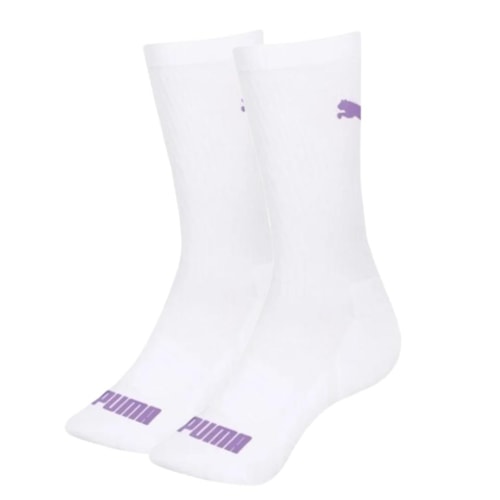 Detalhe - Meia Selene Cano Longo 4415 Branco/Ultra Violeta