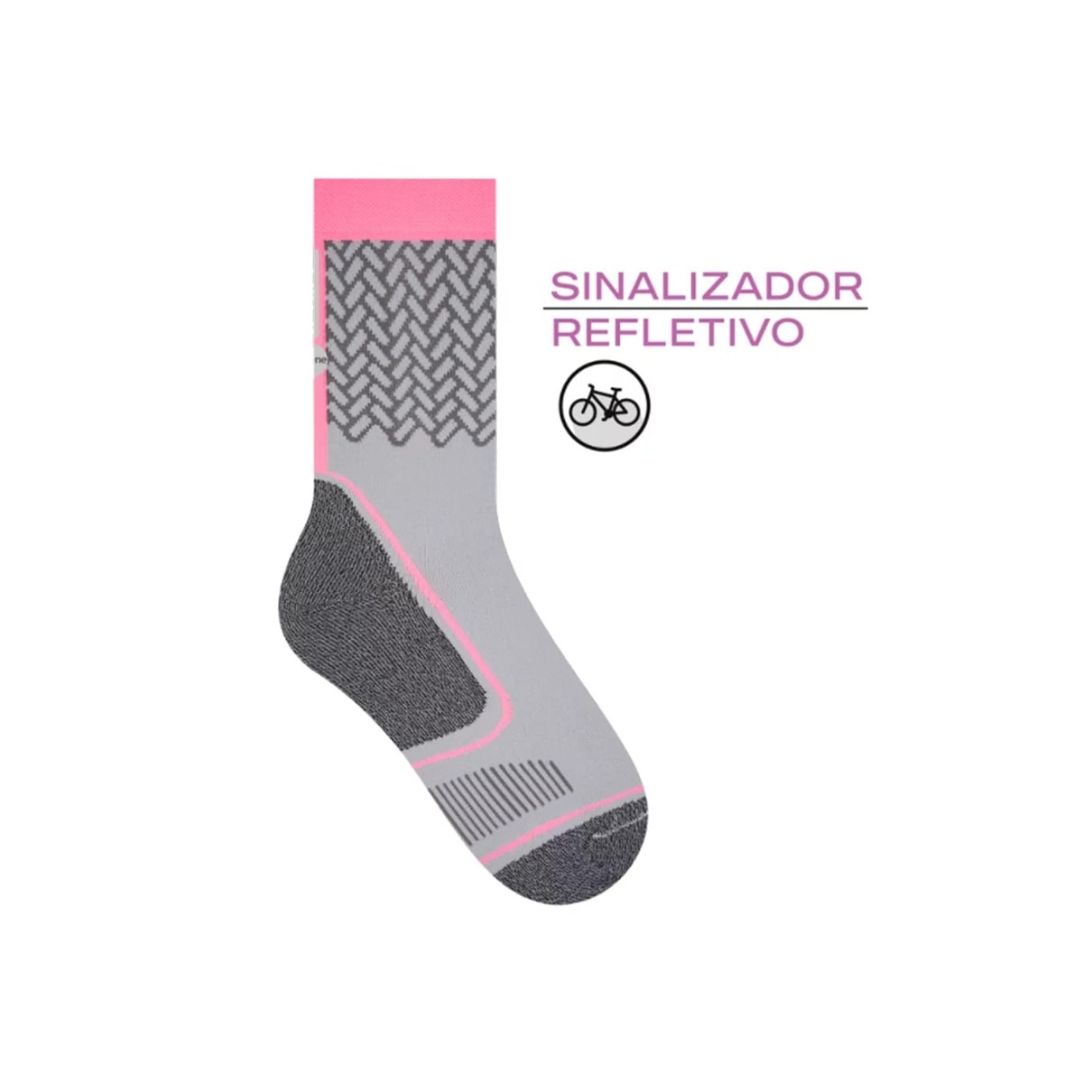 Meia Selene Ciclista Cano Longo Com Refletivo 4975 Cinza Meia Selene Ciclista Cano Longo Com Refletivo 4975 Cinza