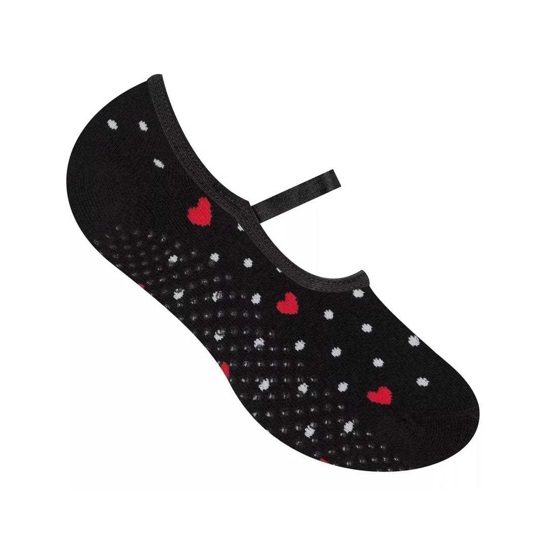 Meia Selene Feminina Pilates 68% Algodao 7850 Preto/Vermelho