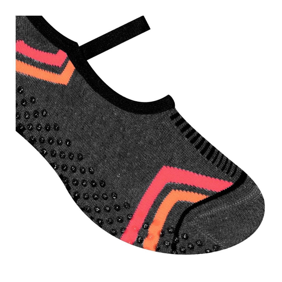 Meia Selene Pilates 76% Algodão 7850 Grafite Mescla/Preto