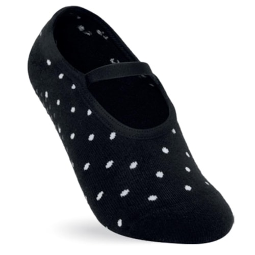 Meia Selene Pilates 76% Algodão 7850 Preta/Poa