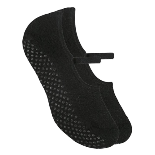 Meia Selene Pilates 76% Algodão 7850 Preto