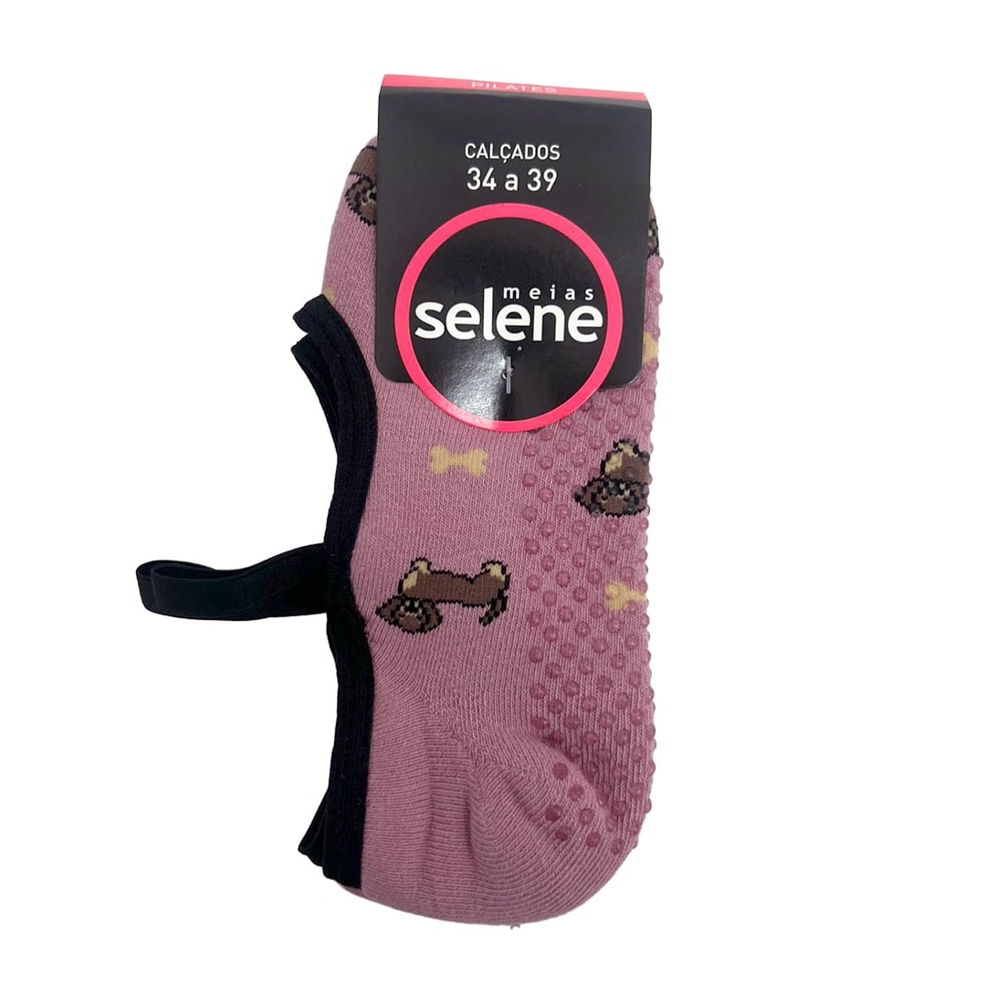 Meia Selene Pilates 76% Algodão 7850 Rosa Escuro