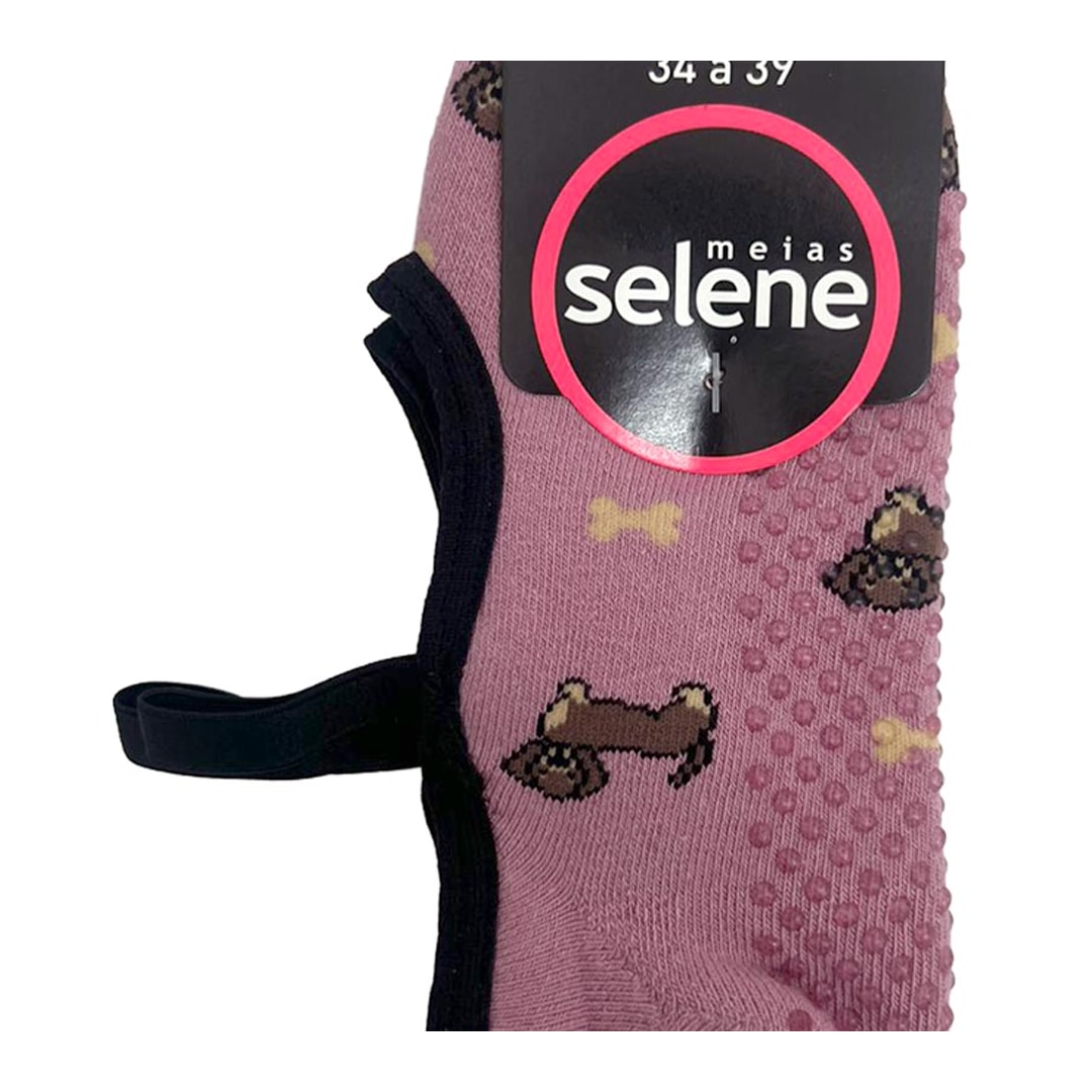 Meia Selene Pilates 76% Algodão 7850 Rosa Escuro