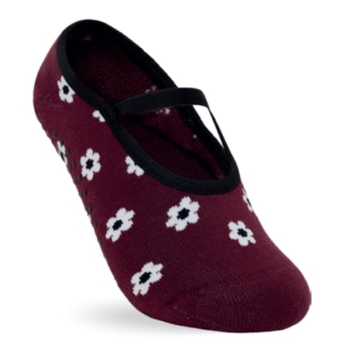 Meia Selene Pilates 76% Algodão 7850 Vinho