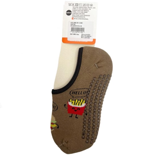 Detalhe - Meia Selene Sapatilha Infantil 68% algodão 2955 Marrom Medio