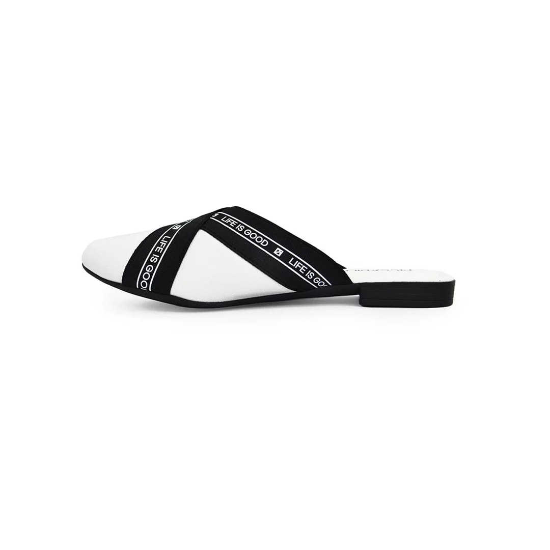 Mule Piccadilly Feminino Conforto 104020 Branco/Preto