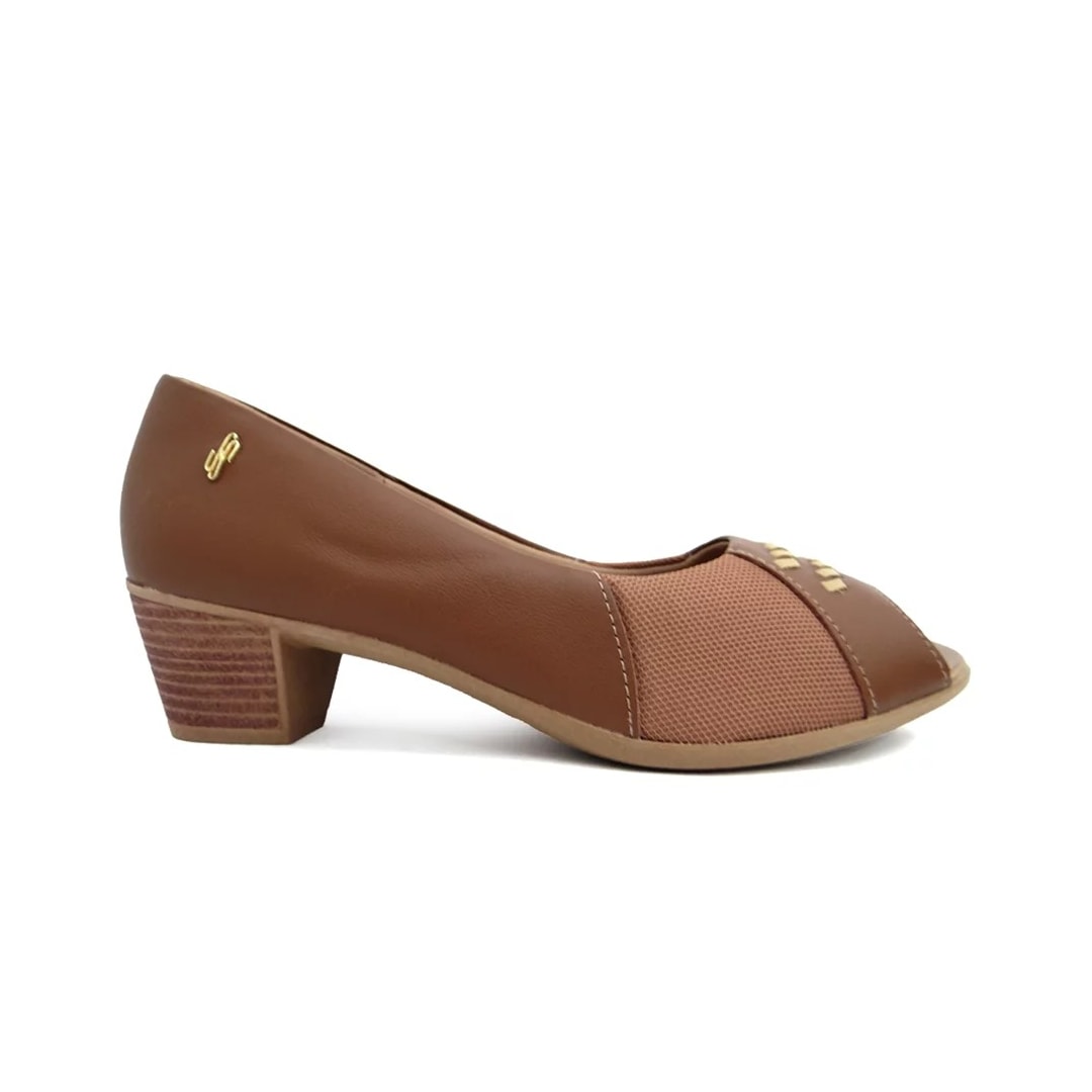 Peep Usaflex Toe de Couro Conforto Ac3216 Canela Peep Usaflex Toe de Couro Conforto Ac3216 Canela