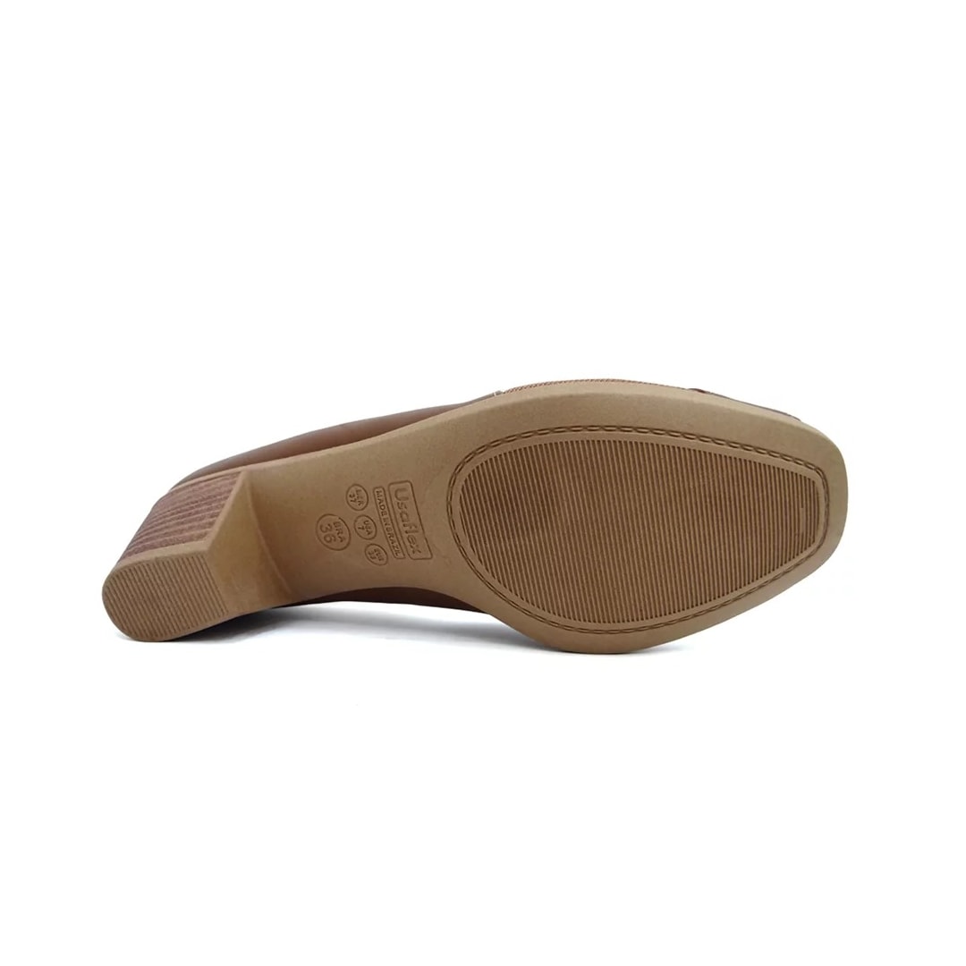Peep Usaflex Toe de Couro Conforto Ac3216 Canela Peep Usaflex Toe de Couro Conforto Ac3216 Canela