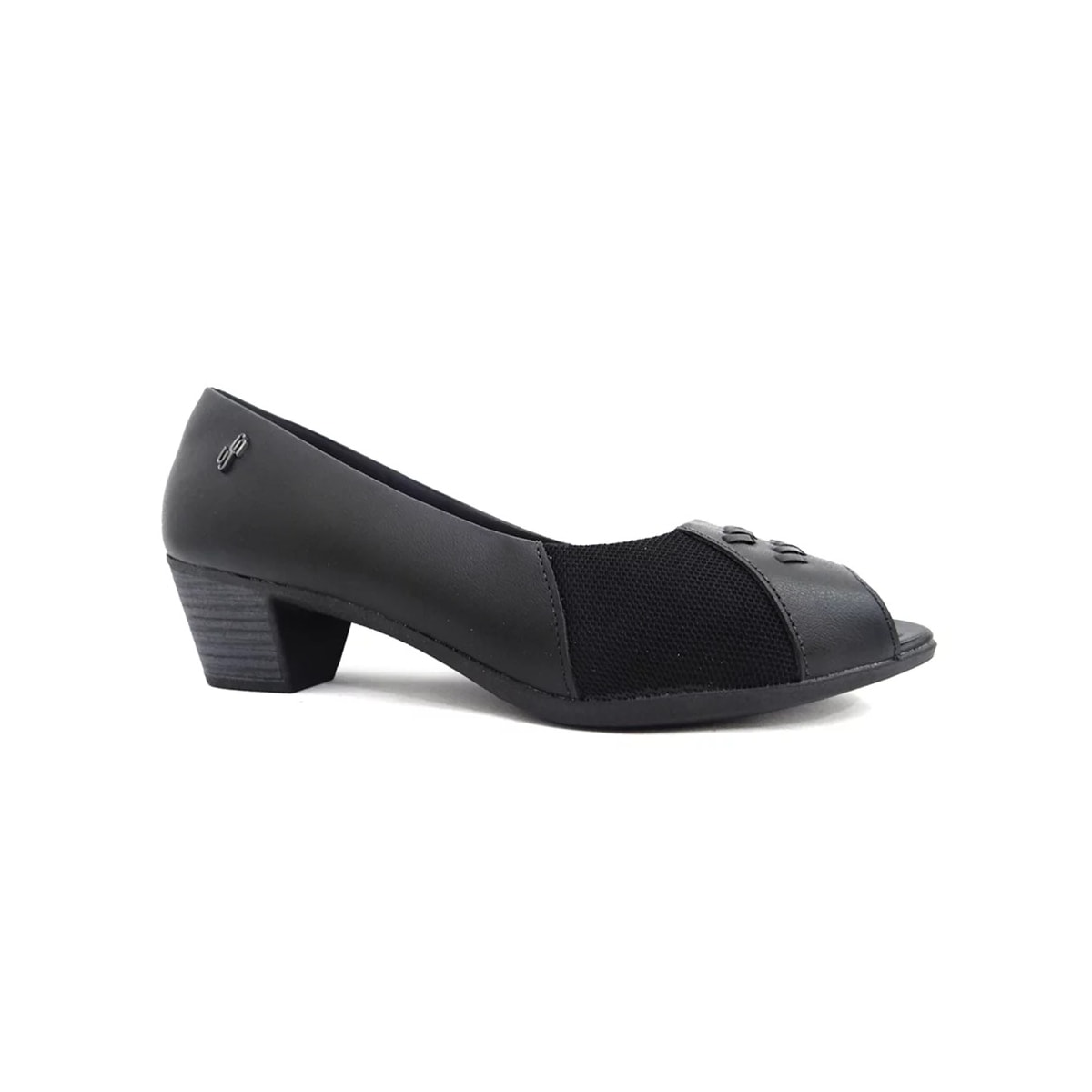 Peep Usaflex Toe de Couro Conforto Ac3216 Preto
