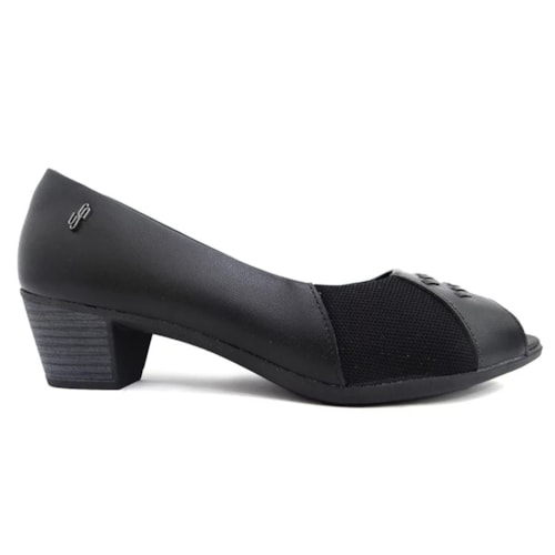 Detalhe - Peep Usaflex Toe de Couro Conforto Ac3216 Preto