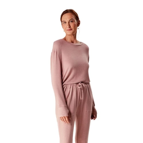 Pijama Hering Feminino Manga Longa Kgg3 Rosa Antigo