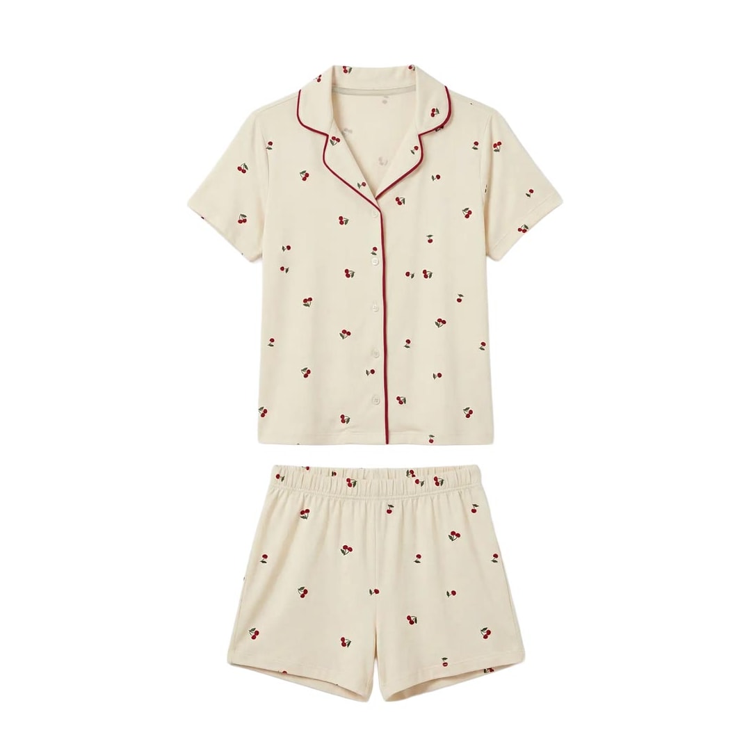 Pijama Hering Feminino Verão Americano 7Cdz Creme/Cereja