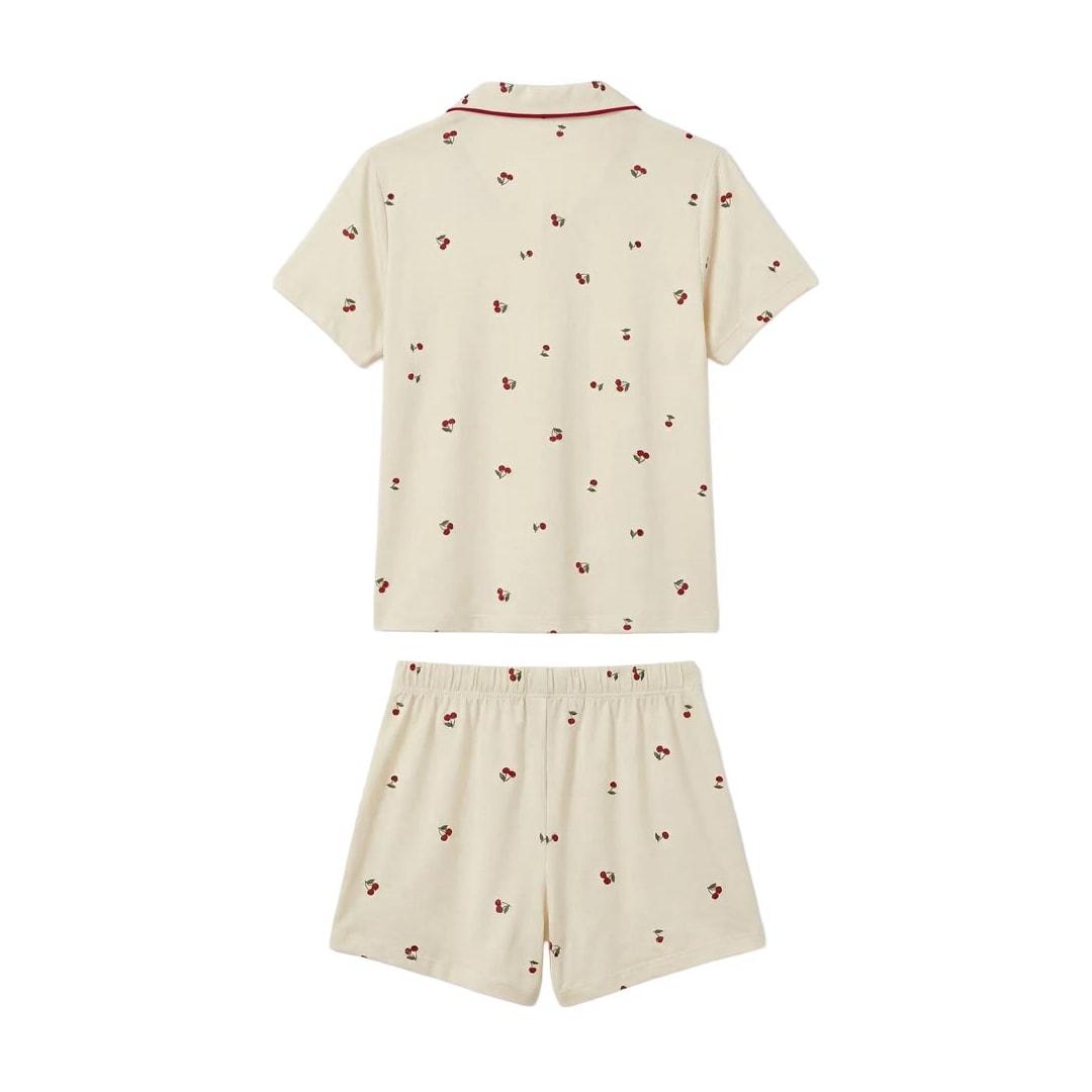 Pijama Hering Feminino Verão Americano 7Cdz Creme/Cereja