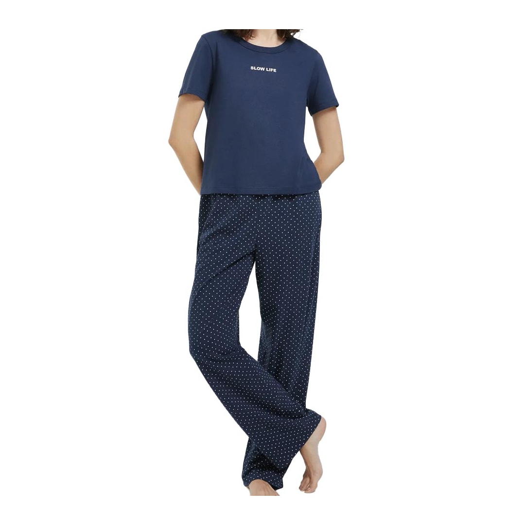 Pijama Hering Feminino Verão Com Calça 7C8d Azul Marinho Pijama Hering Feminino Verão Com Calça 7C8d Azul Marinho