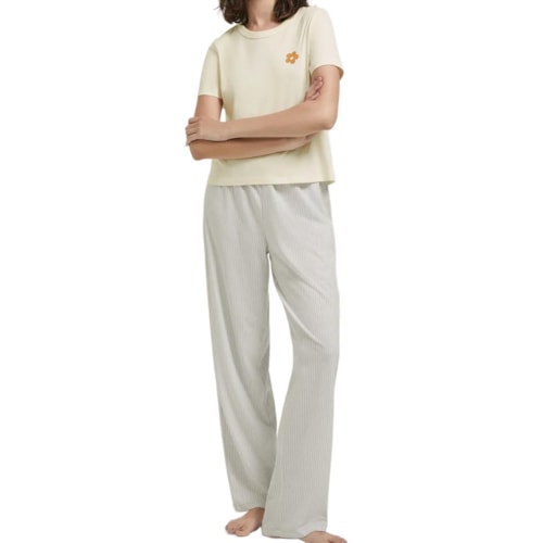 Pijama Hering Feminino Verão Com Calça 7C8d Manteiga