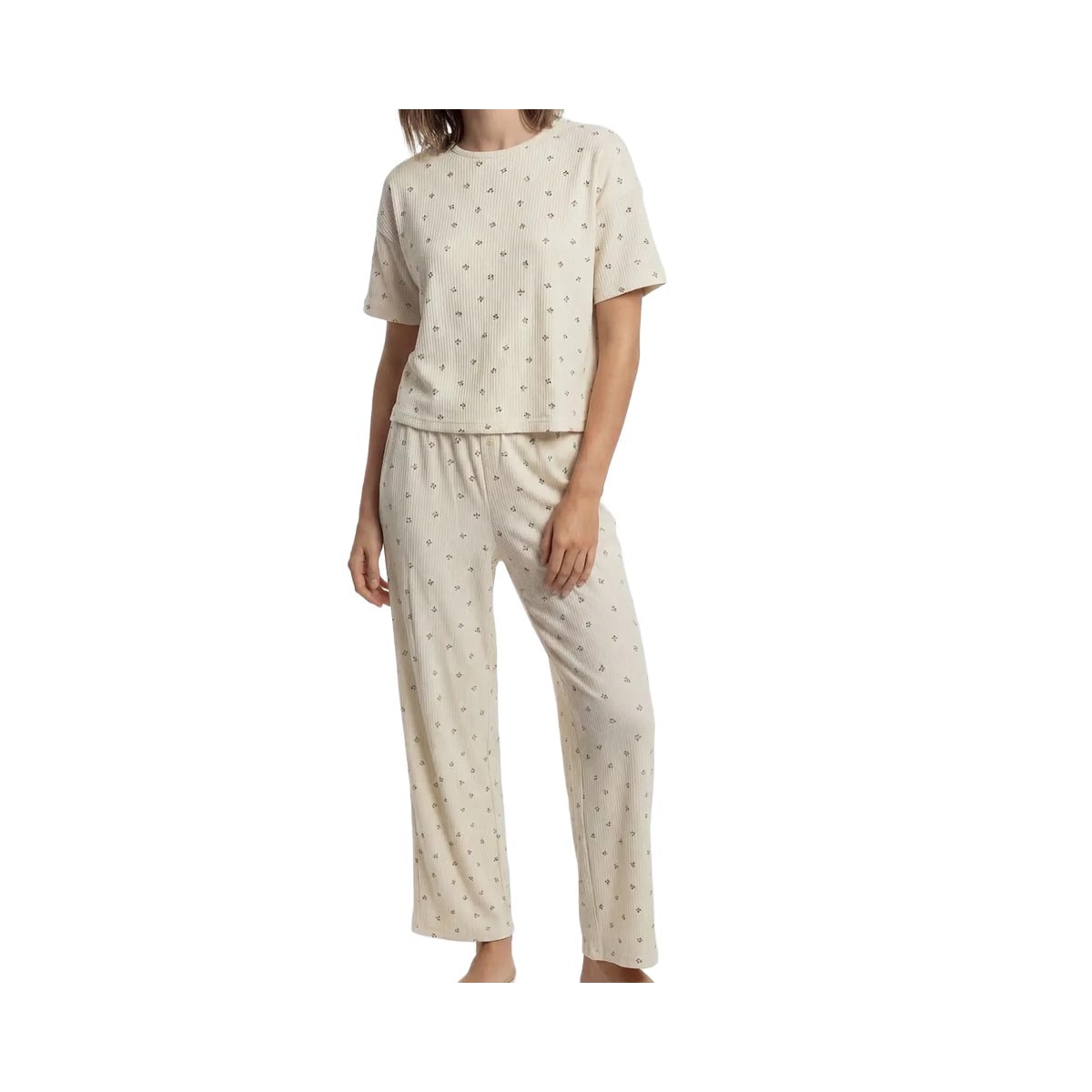 Pijama Hering Feminino Verão Com Calça 7D0W Amarelo Claro