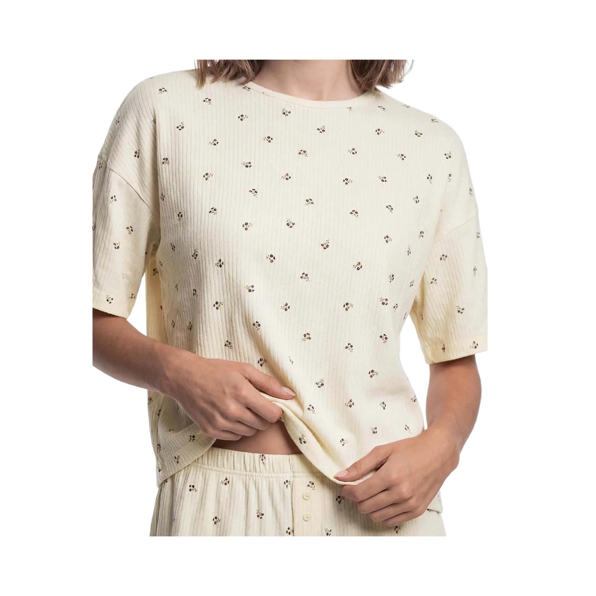 Pijama Hering Feminino Verão Com Calça 7D0W Amarelo Claro