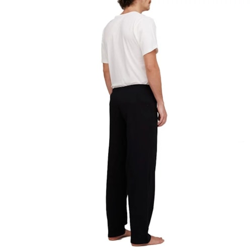 Detalhe - Pijama Hering Masculino Manga Curta 7b2x Creme/Preto
