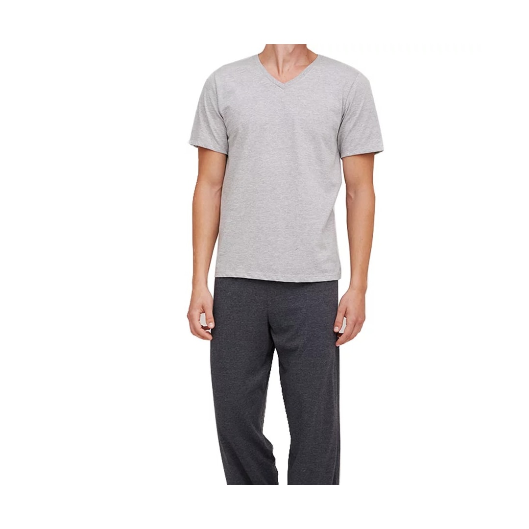 Pijama Hering Masculino Manga Curta 7b2x Mescla Cinza
