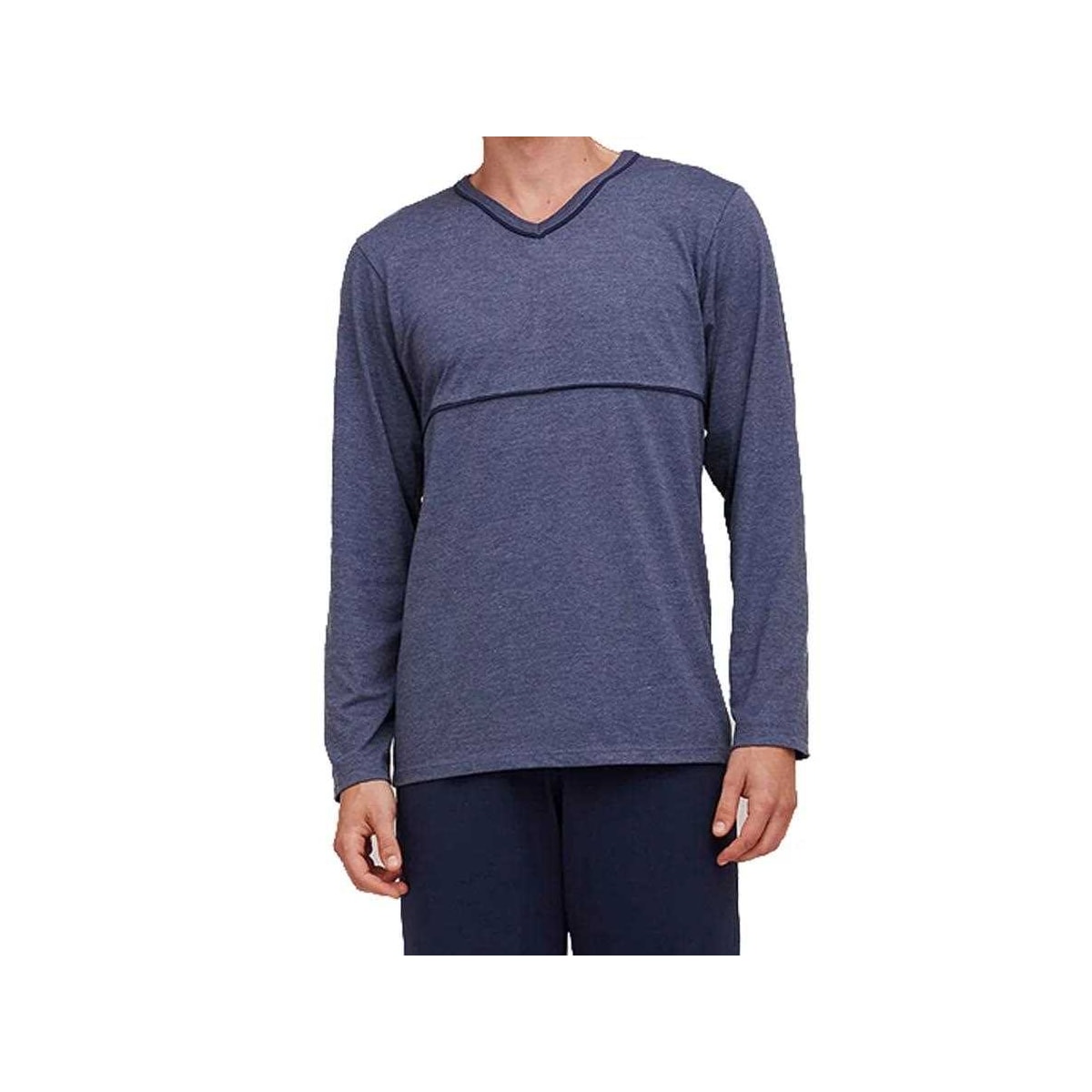Pijama Hering Masculino Manga Longa 7604 Azul Mescla/Marinho