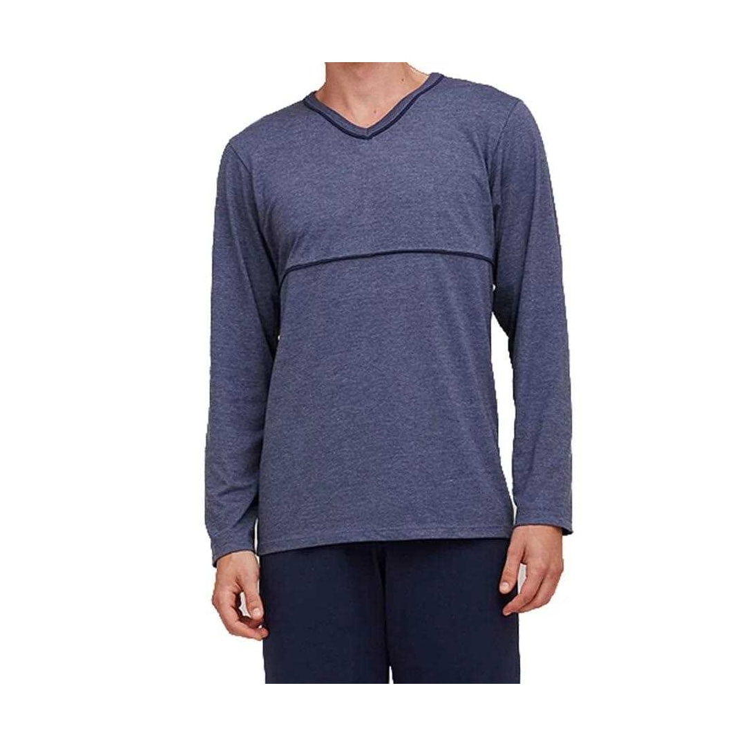 Pijama Hering Masculino Manga Longa 7604 Azul Mescla/Marinho Pijama Hering Masculino Manga Longa 7604 Azul Mescla/Marinho