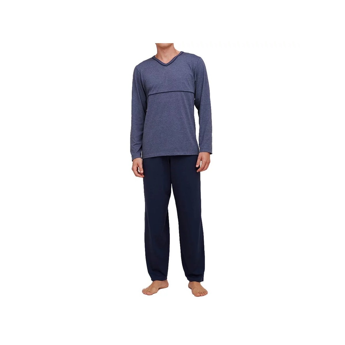 Pijama Hering Masculino Manga Longa 7604 Azul Mescla/Marinho Pijama Hering Masculino Manga Longa 7604 Azul Mescla/Marinho