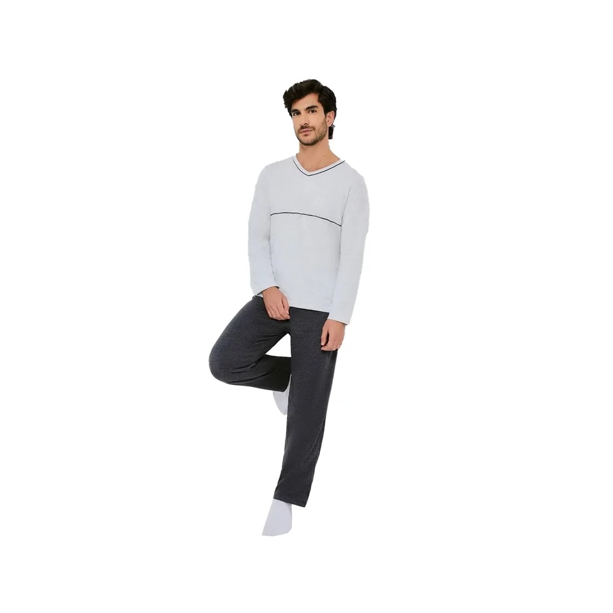 Pijama Hering Masculino Manga Longa 7604 Mescla Claro/Grafite Pijama Hering Masculino Manga Longa 7604 Mescla Claro/Grafite
