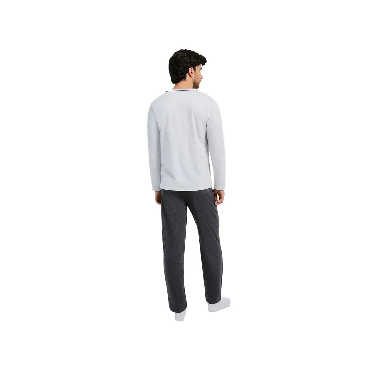 Pijama Hering Masculino Manga Longa 7604 Mescla Claro/Grafite
