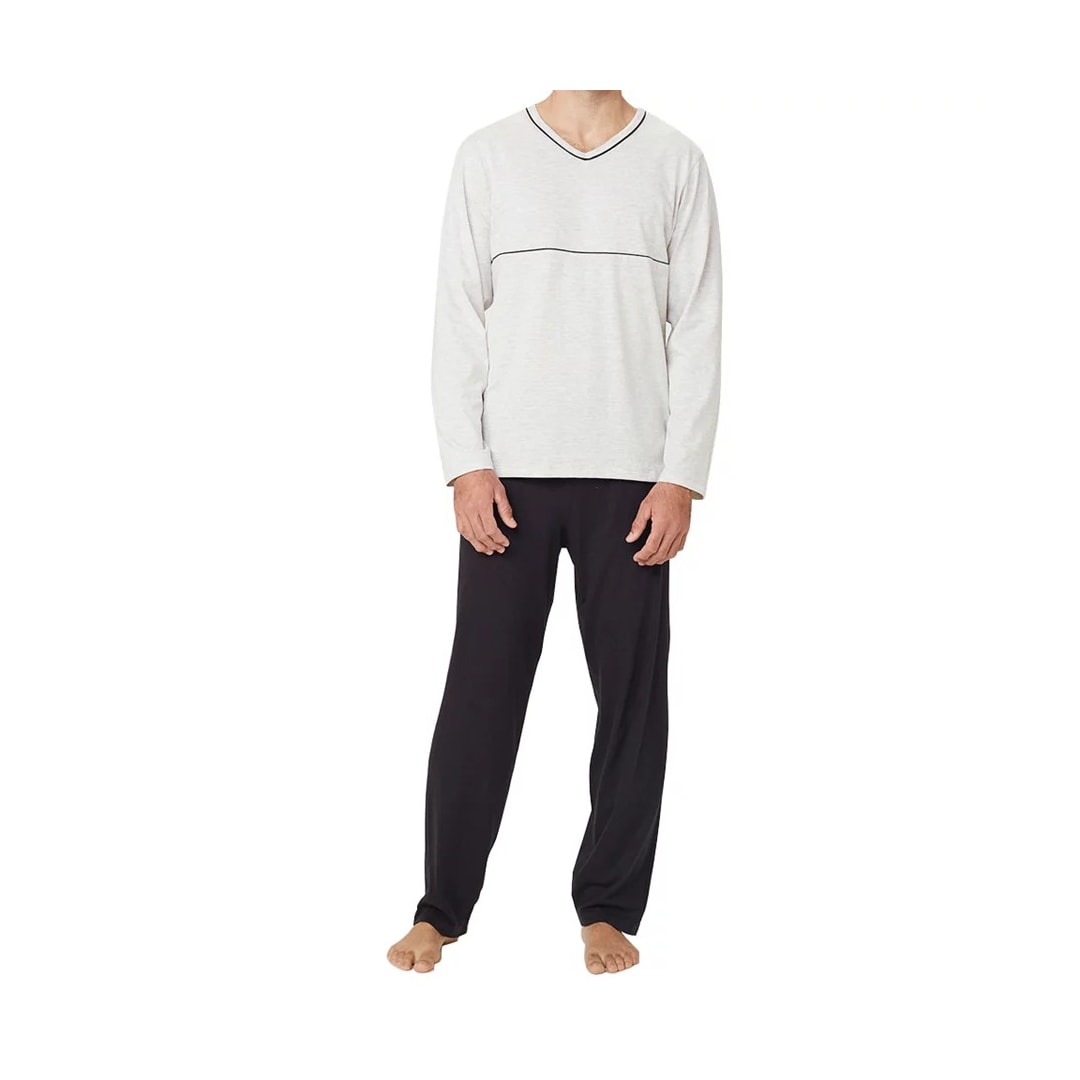 Pijama Hering Masculino Manga Longa 7604 Mescla/Preto Pijama Hering Masculino Manga Longa 7604 Mescla/Preto
