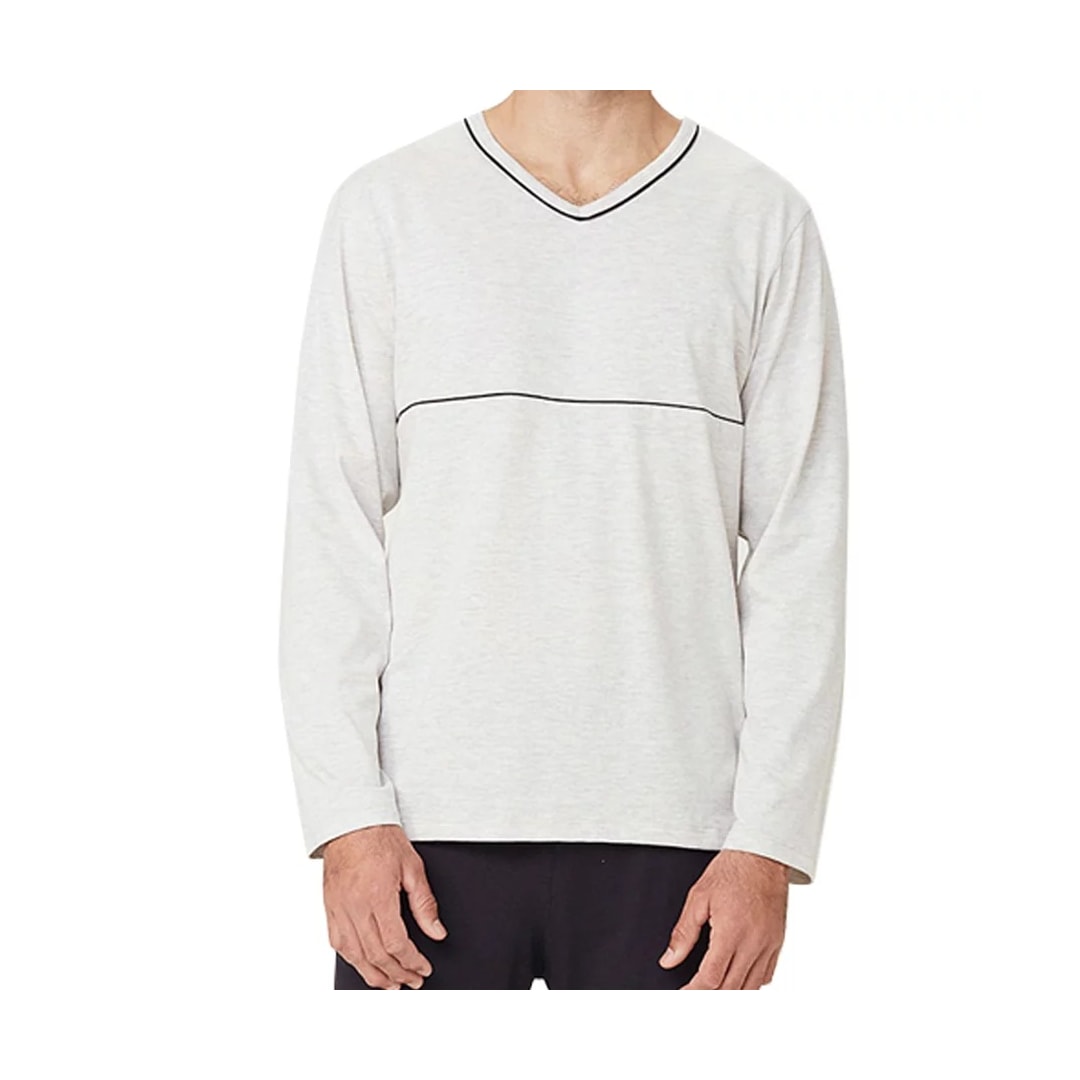 Pijama Hering Masculino Manga Longa 7604 Mescla/Preto